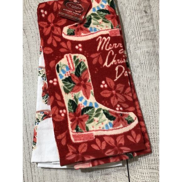 St Nicholas Square Western Boots Christmas Hand Towel (Set of 2) Adorable! New - Picture 8 of 8
